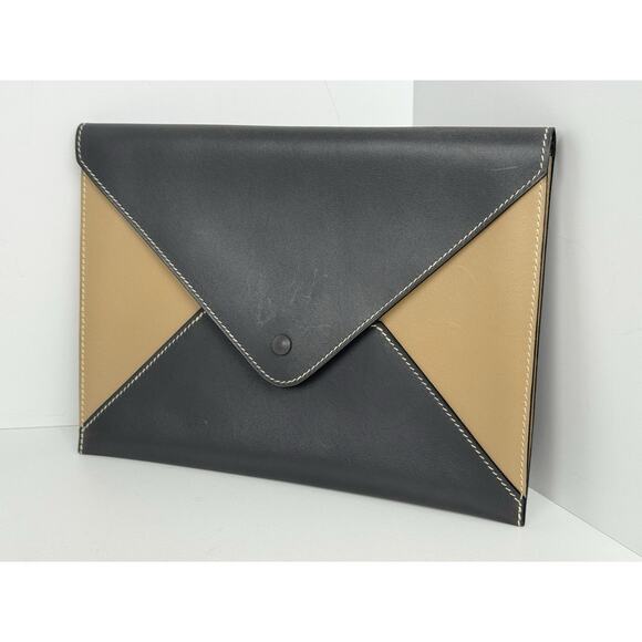 Hermes Leather Envelope Clutch Bag B-3 - Picture 1 of 9